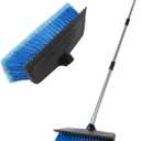 52" Car Wash Brush with Long Handle | Built-in Rubber Squeegee & Rubber Bumper | Lightweight extendable Handle | Soft Bristle Brush for Car, RV, Boat, Solar Panel, Deck Washing (Blue)