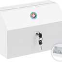 KYODOLED Wall Mount Medicine Lock Box, Drug Cabinet with Key, Large Capacity Secure Steel Prescription, First Aid Kit for Emergencies Home and School use, White, 12.2 * 5.9 * 7.87 inch