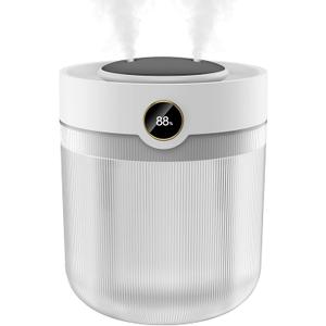 Humidifiers for Bedroom, 2000ML Dual-Nozzle Humidifier with7-Color LED,Easy Top Fill Personal Desktop Portable Humidifiers for Travel,Office, Plants, Home (White)
