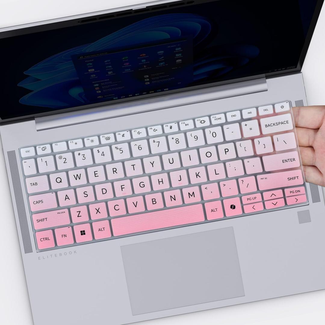 Keyboard Cover Skin for 2025 2024 HP EliteBook 1040 G11 14 Inch, HP EliteBook 640 645 G11 14 Laptop Protector(Not Fit 1040 640 645 G10), Gradual Pink