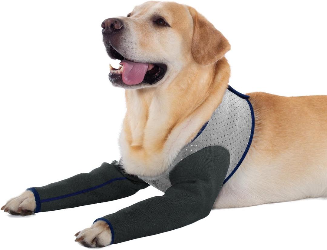 Coodeo Dog Recovery Sleeves, Cone Collar Alternative, Abrasion Resistant Dog Recovery Suit, Washable 2.5mm Thick and Waterproof, Pet Wounds Prevent Licking, Biting (Grey, 2XL)