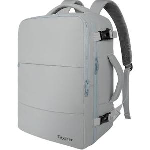 Taygeer Carry On Backpack, Womens Travel Backpack with USB Charging Port & Shoe Pouch, Laptop Mochila 15.6inch Flight Approved, College Teacher Tote Bag for Business Travel Supplies, Grey (Large, Elephantgray)