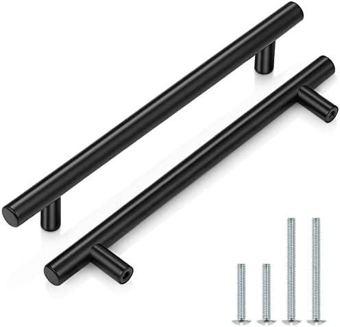 Probrico 5 Pack|Flat Black Kitchen Cabinet Pulls 162mm (6-4/5 inch) Hole Centers Modern Cupboard Pull Bedroom T Bar Handle Dresser Pulls Cabinet Hardware
