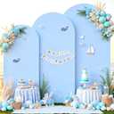 White and Blue Arch Cover 3 Set-8FT, 7.2FT, 6.6FT Arch Backdrop Cover Spandex Fitted 2-Color Fabric Stand Covers for Baby Shower Boy Birthday Party Graduation Banquet Photo Background Decorations