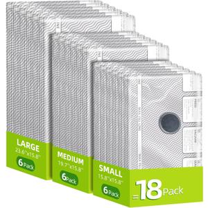 18 Pack Travel Vacuum Bags for Clothing,Compression Seal Packing Cubes for Suitcase Backpack,Vacuum Seal Bags for Clothing,Carry-on Size Space Saver Storage Bags 80% for Travel & HomeNo pump