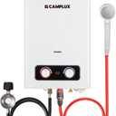 Tankless Water Heater, Camplux 1.58GPM Outdoor Propane Gas Water Heater with Portable Handle, White, 6L