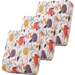 Smiry Printed Couch Cushion Covers, Stretch Soft Couch Covers for Sofa, Washable Non-Slip Sofa Slipcover Furniture Protector for Indoor and Outdoor (3 Pack, Orange)