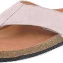 Mens Womens Cork Footbed Flip Flops Comfort Orthotic Thong Sandals Suede Leather Outdoor Summer Slip On Soft Cushion Walking Slippers with Plantar Fasciitis Arch Support, Pink, 7 Women/ 6 Men=39 EU