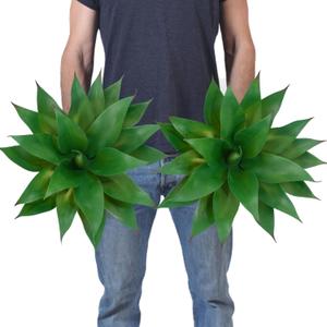 2 Pack Fake Agave Plants 18 Inch Large Artificial Succulents Realistic UV Resistant Faux Aesthetic Plants for Outdoor Decoration Tropical Plant Home Garden Front Porch Decor - 21Leaves, Dark Green