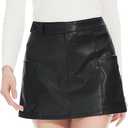 Fahsyee Women's Faux Leather Skirt, Black High Waisted Stretchy Zipper Mini A Line Pencil Short Plus Size XL