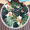 Benefeet Sox Tropical Print Beach Towel Round Microfiber Bohemian Boho Round Hawaiian Beach Blanket Oversized Sand Proof Absorbent Circle Swim Towels with Tassels Gifts for Women, 59 Inches Palm Tree