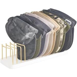Mkono Hat Organizer for Baseball Caps, Hat Holder for 15 Baseball Caps, Tabletop Hat Rack Stand Storage Display Cap Organizer for Desk Closet Shelf Dresser (White, Medium)