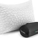 Cooling Pillow Camping Size 1 Pack, Adjustable Bed Pillows for Sleeping, Small Shredded Memory Foam Pillow for Backpacking Hiking, Airplane, Medium Firm Camping Travel Pillow with Washable Cover (Original White (Cooling))