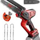 DeForce 8" Cordless Mini Chainsaw, for Milwaukee M18 18V Battery, Brushless Chainsaw for Tree Trimming Wood Cutting, Handheld Electric Power Chain Saw with Auto Oiler, Auto-Tension(Bare Tool Only) (Red)