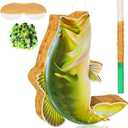 Fish Piata with Stick, Blindfold and Confetti, Fish Shaped Piata for Go Fishing Party Animal Theme Birthday Decorations for Birthday Party(Sea Bass)