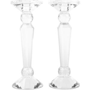 Crystal Candle Stick Holders 2-Pack, Clear Crystal Taper/Pillar Candles Holder Table Centerpieces for Party and Wedding Decoration(10.6inches Tall)