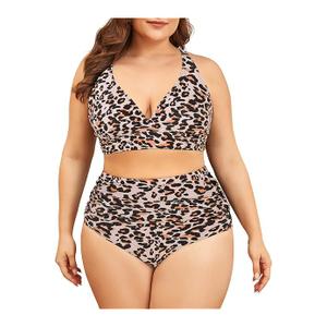 American Trends Womens Plus Size Bikini Two Piece Swimsuits Tummy Control Bathing Suits High Waisted Bikini Swimwear, 3XL