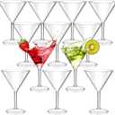 Patelai Martini Glasses 10 oz Crystal Cocktail Glasses Clear Plastic Reusable Cups for Espresso, Cosmopolitan, Gimlet, Home Bar, Wedding, Party, Martini Glassware Gift Set(12 Pcs)