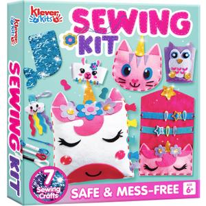 Klever Kits 7 Sewing Projects- My First Kids Sewing Kit- Easy DIY Arts and Crafts for Girls, Craft Kits, Birthday Gifts for Kids Aged 6+, Unicorn and Mermaid Pillow