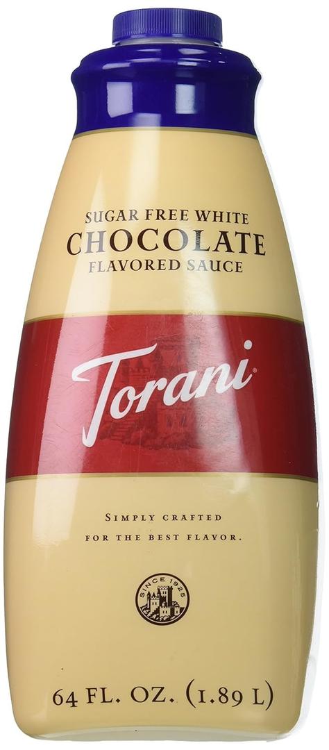 Torani Sugar Free Sauce, White Chocolate, 64 Ounces (EXP 08/25/26)