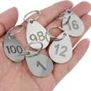 Numbered Key Tags with Rings, Water Drop Shape 304 Stainless Steel Metal Number Tags, Keychain ID Labels - 1 to 10
