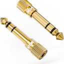 VCE 6.35mm Male to 3.5mm Female 1/4 inch to 1/8 inch 24K Stereo Audio Jack Adapter for Aux Cable, Guitar Amplifier, Headphone, 2 Pack