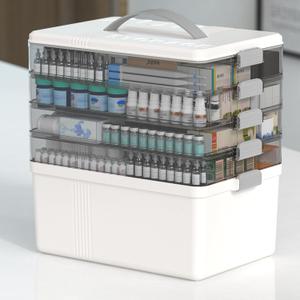 Citylife 5-Tier Medicine Organizer, Portable Medicine Cabinet First Aid Kit with Handle, Multi-Purpose Organizer for Family First Aid, Home, Travel