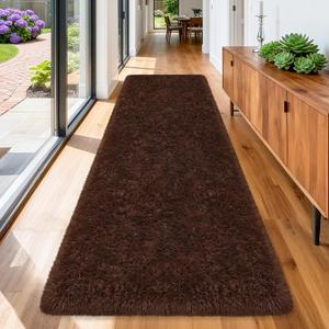 Brown Rug,3x10 Runner Rug,Non Slip Carpet Runners for Hallway 10ft,Shaggy Soft Rug Runners for Living Room Bedroom,Washable Fuzzy Bedside Rugs for Boys Kid Nursery Entry Home Decor
