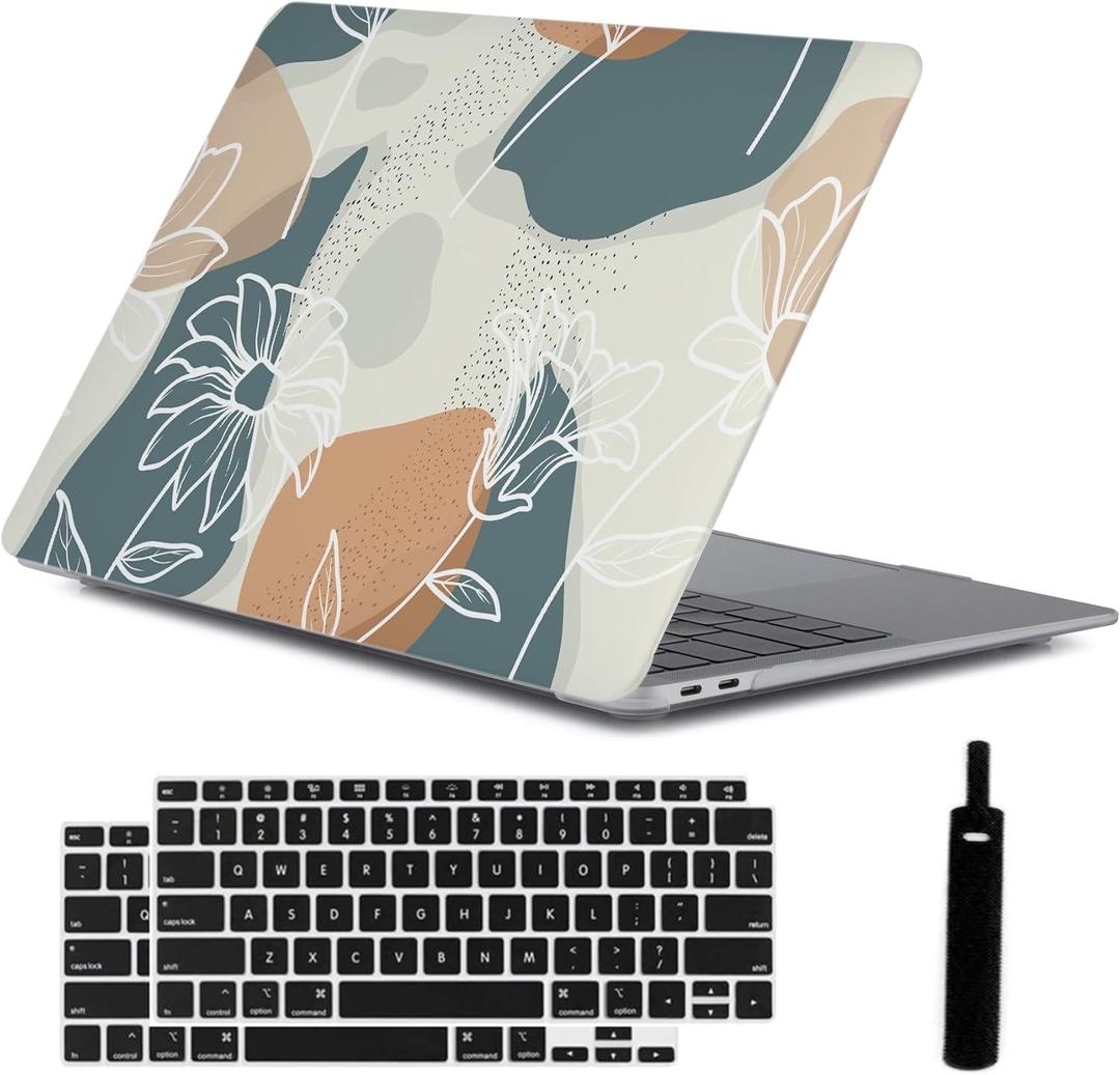 LanBaiLan Laptop Plastic Hard Shell Protective Case, Compatible for New MacBook Air 13 inch 2020 2019 2018 Release A2337 M1 A2179 A1932 Retina Display with Touch ID & Keyboard Cover, Art Flower