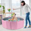 Dog Ball Pit, Foldable Balls Pit for Dogs, Balls Pit for Dog, Ball Pit for All Types of Dogs, Suitable for Indoor and Outdoor Activities (39.37inches in Diameter,Pink,No Ball Included)