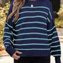 Dokotoo Oversized Womens Sweater 2025 Fall Winter Striped Sweaters Casual Trendy Sweater (Blue, M)