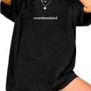 SOLY HUX Women's Letter Print Graphic Tees Crew Neck Short Sleeve Oversized T Shirt Vintage Summer Tops (Medium)