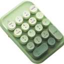 Typewriter Style Number Keypad Wireless 2.4G/Bluetooth/USB-C Wired Rechargeable Numeric Pad Linear Membrane Switch 18-Key NKRO Retro Round Keycaps Portable for Multi-Device, Matcha Green