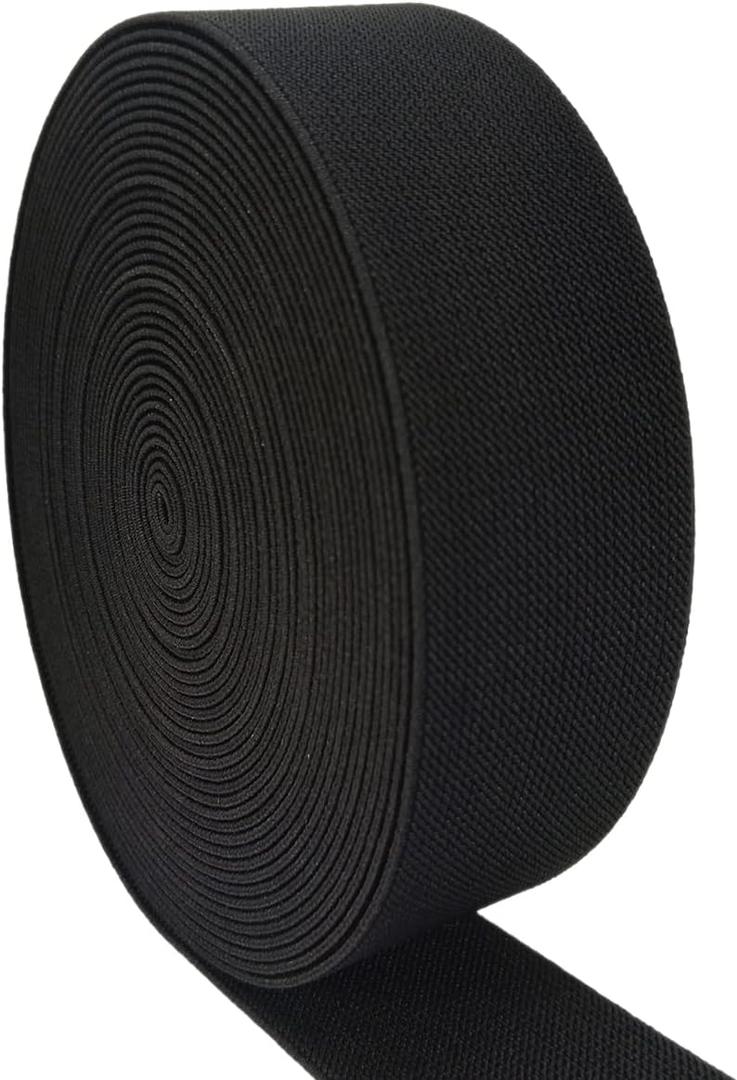 Black Wide Knit Elastic Band for Sewing 2 inch 10 Yards Double-Side Twill Woven Elastic Heavy Stretch Straps Elastic Spool for Clothing Pants Waistband Wigs Skirts Craft DIY Projects