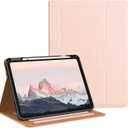 OKP Case for iPad A16 11th Generation 2025 / 10th Gen Case 2022, for 11 Inch / 10.9 Inch iPad Multi-Angle Viewing PU Leather Stand Cover with Pencil Holder & Pocket, Auto Sleep/Wake, LightPink