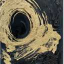 Art Hand-Painted Black and Gold Abstract Texture Oil Painting Modern Canvas Wall Art Deco 45x30 inches (Yi092)
