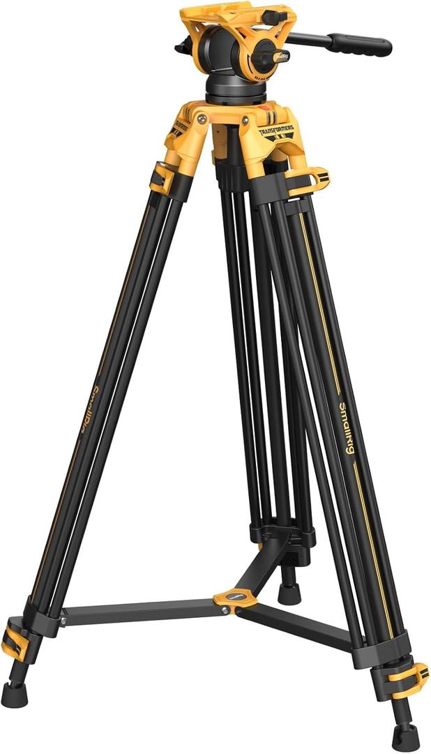 SmallRig AD-01 73''/186cm Heavy-Duty Fluid Head Tripod Bumblebee Edition, 8kg/17.6lb Load Capacity, +90 to -60 Tilt Range, Quick Release Plate for MFT for DJI