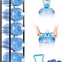 Klvied 5-Tier Heavy Duty Water Jug Organizer, 5 Gallon Cooler Jug Rack for Kitchen, Office, Living Room (Black)