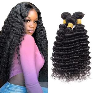 Deep Wave Bundles Natural Black Human Hair 3 Bundles Brazilian 100% Unprocessed Virgin Extensions Double Weft Bundle 22 24 26 Inch