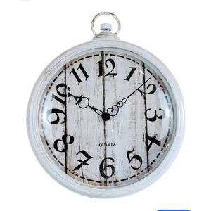 Big Vintage Wall Clock,Antique Farmhouse Pocket Watch Classic Design,17 Inch White Silent Quartz Clock,Modern Living Room Decor Kitchen Bedroom