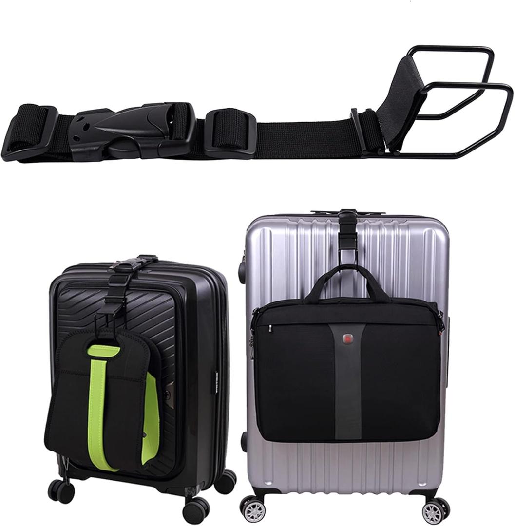 Vigorport Luggage Hook Strap,J Hook for add a Bag Luggage,Multi Adjustment Bag Strap Hook with Hands Free(Black-Large Size)