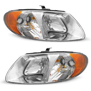 2001-2007 Dodge Caravan Headlight Assembly for 01-07 Dodge Caravan /01-03 Chrysler Voyager /01-04 Chrysler Town and Country /05-07 Town & Country (Fits Base Model ONLY) Clear Lens Chrome Housing