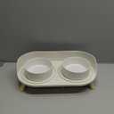 Raised Cat Food and Water Bowl Set - Elevated Ceramic Dishes With Non-Slip Stand and Splash Guard for Small Dogs - 2 x 480 ML (16.2 OZ) (White)