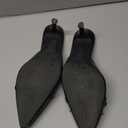 Coutgo Women's Bow Tie Mule Heels Pointed Toe Studded Backless Stilettos Slip On Dress Pump Shoes (7, Cool Black)