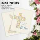 AEHIE Spring Floral Cross Easter Christian Wall Art Poster Prints for Home Living Room Bedroom Decor, He is Risen, Easter Egg Rabbit Bunny Floral Decorations Prints Wall Art Unframed 4pcs 8x10in, Spring Sale