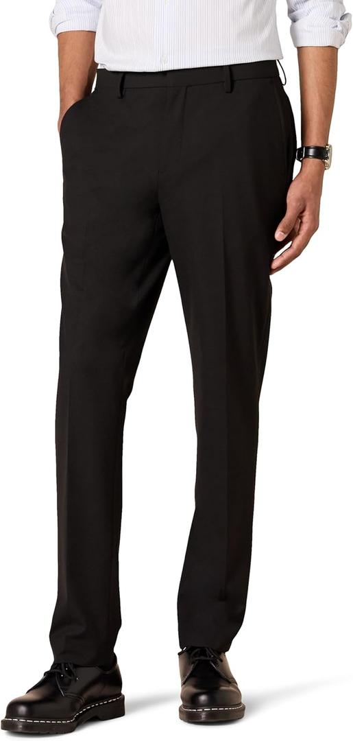Amazon Essentials Men's Slim-Fit Wrinkle-Resistant Stretch Dress Pant, Black, 28W x 32L