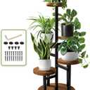 AUGOSTA 5 Tier Plant Stand, Tall Metal Wood Shelf Holder for Indoor Plants, Outdoor Garden Plant Display Rack Flower Pot Stand for Corner Living Room Balcony Garden Patio