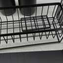 Cisily Kitchen Dish Soap Dispenser Set with 2 Pack 16.9oz Black Glass Bottle and Sponge Holder, Dish Soap Dispensers with Adjustable Sponge Holder, Vintage Hand and Dish Soap Dispensers Set