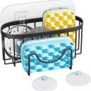 HapiRm Multifunctional Sponge Holder with Unique M-Shaped, 2 Installation Methods Kitchen Sink Caddy Organizer, Rustproof Stainless Steel Kitchen Organizers and Storage Essentials - Black