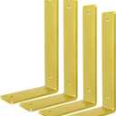 Gold Floating Shelf Bracket 8 Inch, 4 Pack Heavy Duty Shelf Brackets, Wall Shelf Bracket for DIY Decorative with Mounting Hardware (L 8" x H 6" x W1.5")